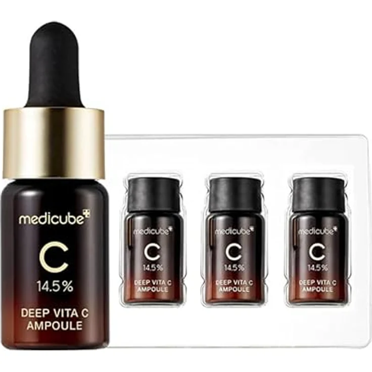 Medicube Deep Vita C Ampoule 2.0, Aufhellendes Gesichtsserum mit 14,5 % Vitamin C gegen Hyperpigmentierung, 3x10 g Ampullen – Bild 1