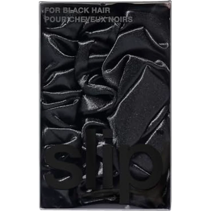 SLIP Silk Back to Basics 3-teiliges Haargummi-Set aus Maulbeerseide - Haarschonende Zopfgummis gegen Haarbruch - 2 x Scrunchies Mittel, 1 x Groß - Schwarz – Bild 3
