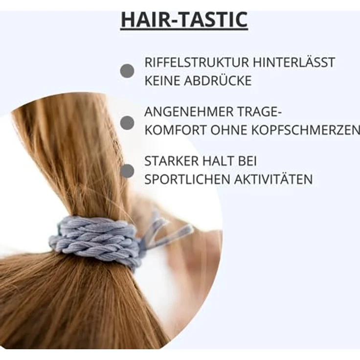 Bellody® Original Haargummis - Stylisch geflochtener Haargummi mit starkem Halt (4er Set - Blue Jeans) - Damen Haarschmuck in Dunkel Blau – Bild 3