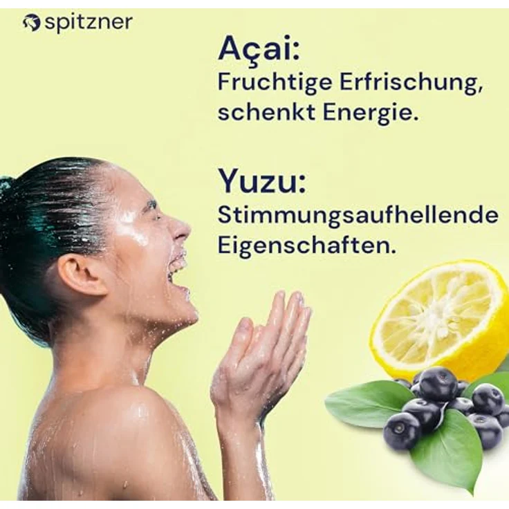 Spitzner Duschschaum Acai-Yuzu, 3 x 150 ml, vitalisierende Wellness-Dusche mit exotischen Power-Früchten, vegan und hautverträglich, sanft reinigender Schaum – Bild 5