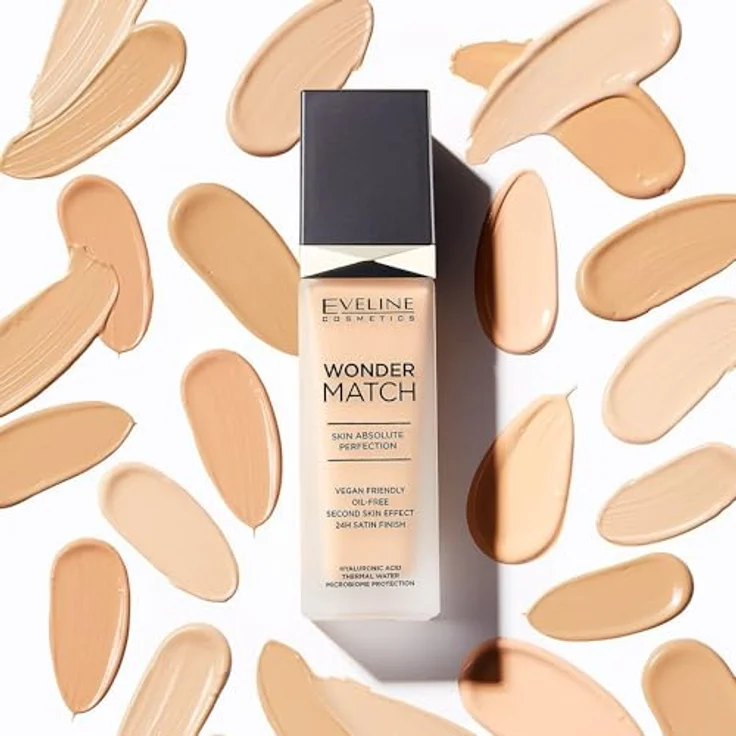 Eveline Cosmetics Wonder Match, langlebiges Flüssig Make-up mit Hyaluronsäure und ausgezeichneter Abdeckung, Farbton 35 Sunny Beige, 30 ml – Bild 7