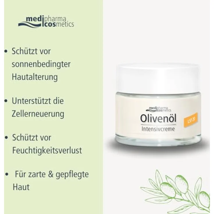 medipharma cosmetics Olivenöl Intensivcreme SPF 20 Hals & Dekolletee 50 ml mit pflegender Wirkung – Bild 4