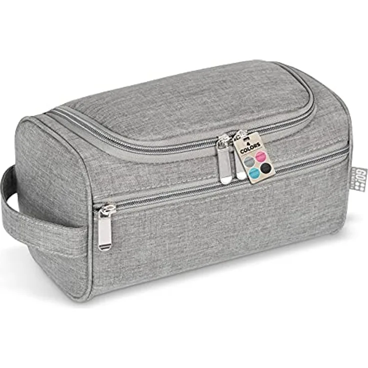 GO!elements® Smart Kulturbeutel Männer Kulturtasche zum Aufhängen Herren & Damen - Kosmetiktasche Männer Frauen für Koffer & Handgepäck - Waschtasche Reise-Tasche, Farbe:Grau