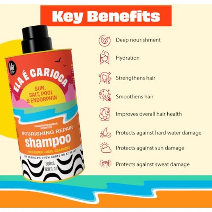 Lola Ela É Carioca Shampoo, intensive Feuchtigkeit, sulfatfrei, tropischer Duft, 500 g, geeignet für alle Haartypen – Bild 3