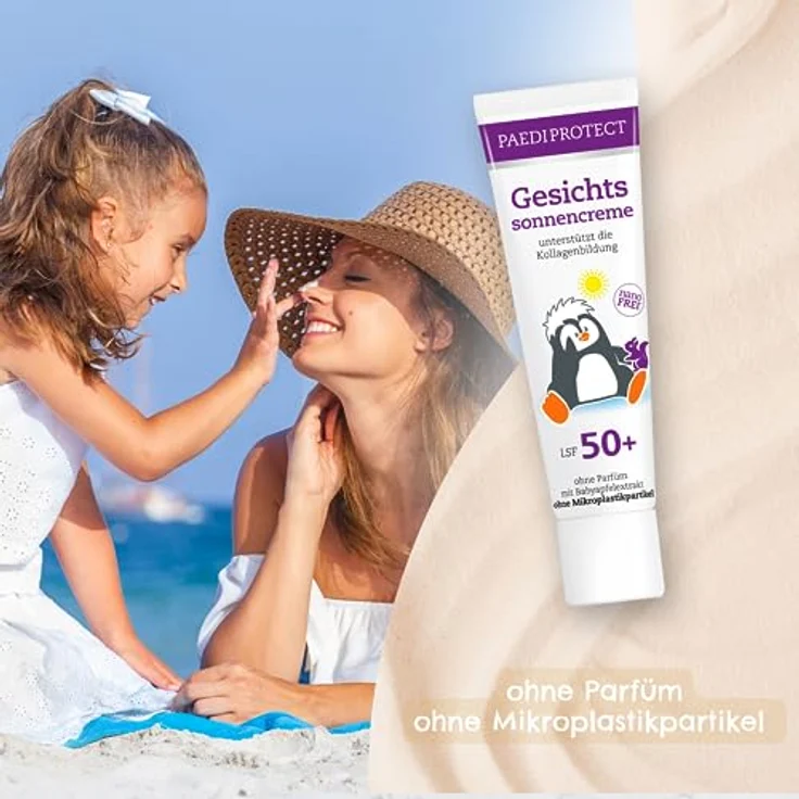 PAEDIPROTECT Gesichtssonnencreme LSF 50+ 30 ml, Sonnencreme Gesicht 50 unterstützt Kollagenbildung, Sonnenschutz parfümfrei, face sunscreen ohne Mikroplastik mildert Hautirritationen, vegan – Bild 2