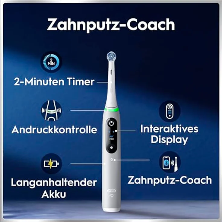 Braun Oral-B iO Series 6 Plus Edition, elektrische Zahnbürste mit 5 Reinigungsmodi, graue Ausführung, inklusive 3 Aufsteckbürsten und Reiseetui – Bild 5