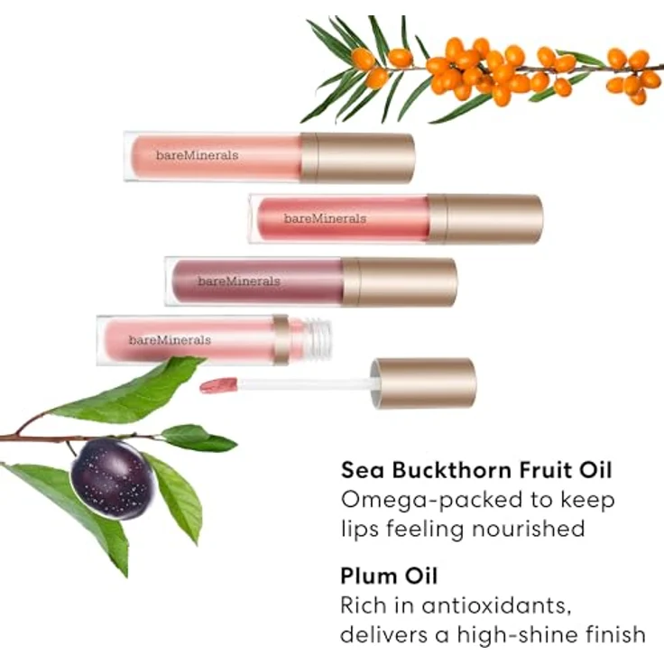 bareMinerals Mineralist Lip Gloss-Balm, feuchtigkeitsspendender Lipgloss für Damen, 4 ml, schimmernde Farben in zartem Rosa bis tiefen Beerentönen – Bild 3