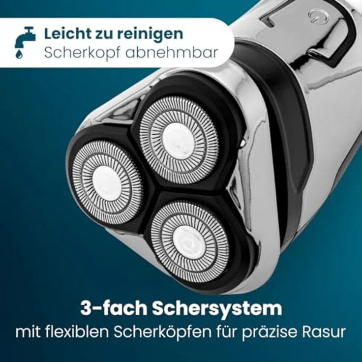 ProfiCare® PC HR 3139, Elektrorasierer für Herren mit 3-fach Schersystem, flexiblen Scherköpfen, Langhaarschneider und IPX6-Wasserschutz – Bild 3