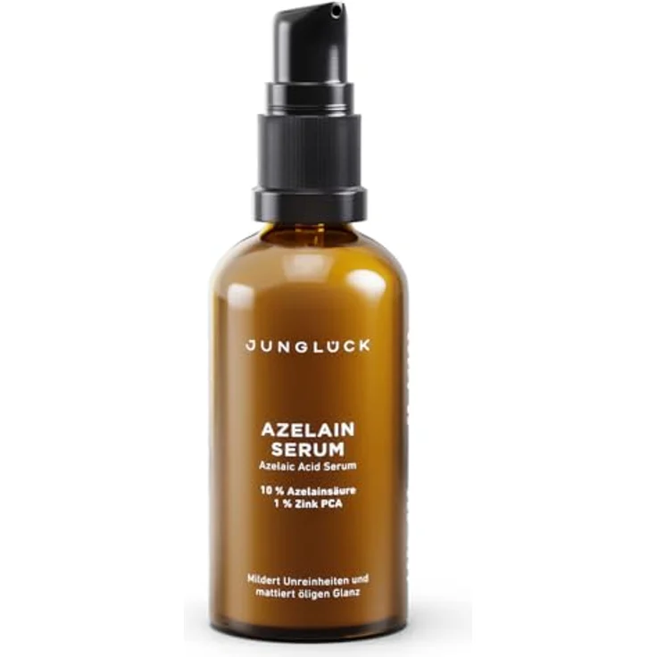 JUNGLÜCK Azelain Serum, Vegan Gesichtsserum mit 10% Azelaic Acid, beruhigend gegen Pickel & Rötungen, mattiert öligen Glanz, für empfindliche und unreine Haut – Bild 1