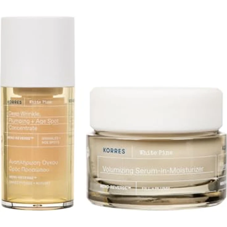 Korres White Pine 2-Step Meno Reverse Set, Serum-in-Moisturizer Tagescreme 40ml & Geschenkeset mit tiefen Falten und Altersflecken Serum 15ml – Bild 2
