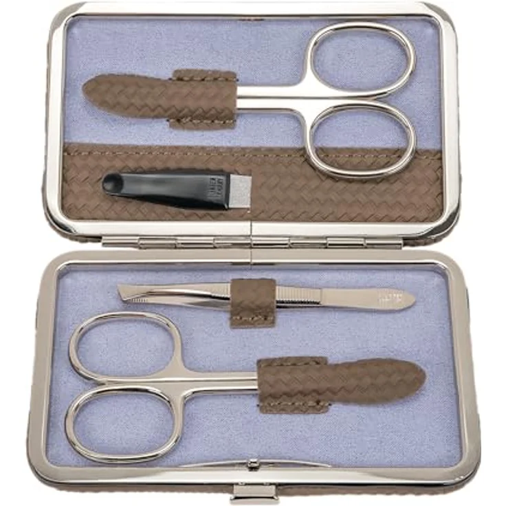 Windrose Corbello Nagelpflegegerät, Maniküre-Set in Mocca mit Nagelfeile, Pinzette und 2 Scheren, 11 cm – Bild 3