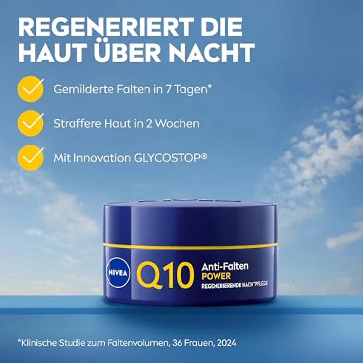 NIVEA Q10 Anti-Falten POWER Nachtpflege, 50 ml, mit 2-fachem Kollagen-Booster und Hyaluronsäure für intensive Feuchtigkeit und Faltenminderung in 7 Tagen – Bild 2