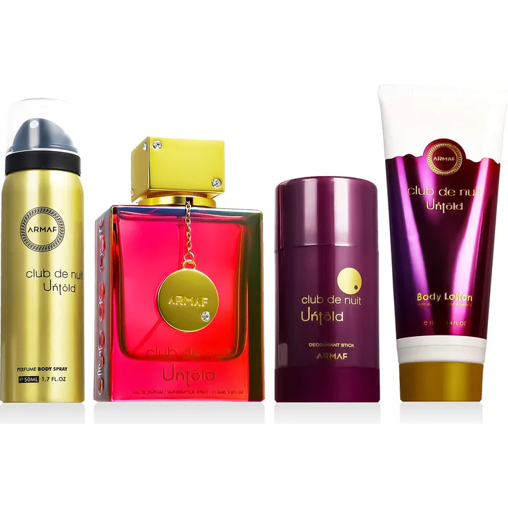 Armaf Club De Nuit Untold Geschenkset, EDP 105ml, Körperlotion 100ml, Deostick 75g, Körperspray 50ml, luxuriöses Dufterlebnis
