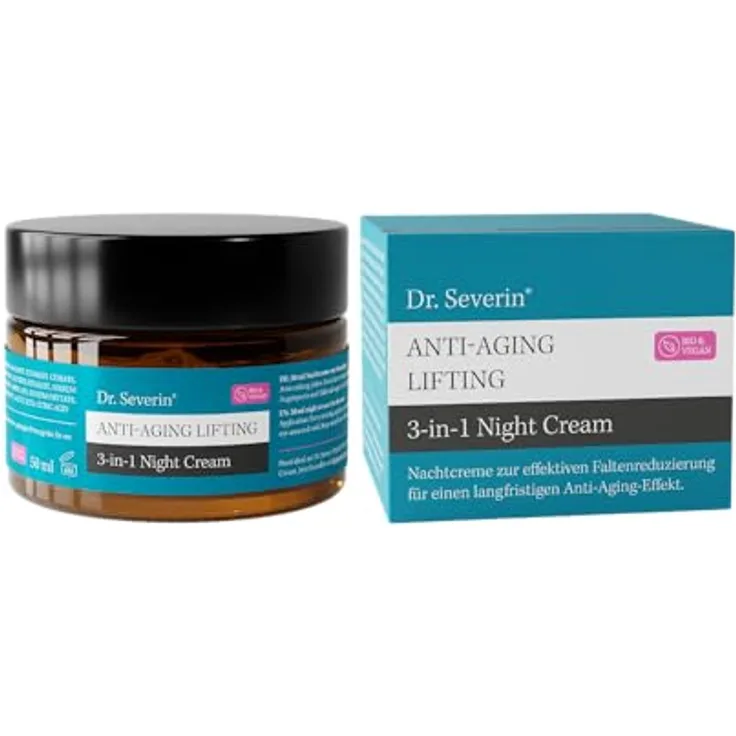 Dr. Severin Anti-Aging Lifting 3-in-1 Night Cream 50 ml - Intensive Nachtcreme mit Hyaluronsäure, Squalane, Vitamin E, Macadamia Öl - Straffende Gesichtscreme - Auch für Augenpartie, Hals und Dekolleté
