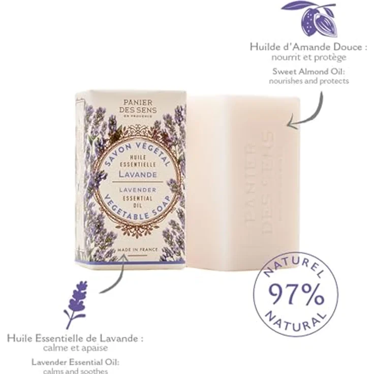 Panier des Sens Hand- und Körperseife, Lavendel mit Olivenöl, 97% natürliche Inhaltsstoffe, 2x150g – Bild 2
