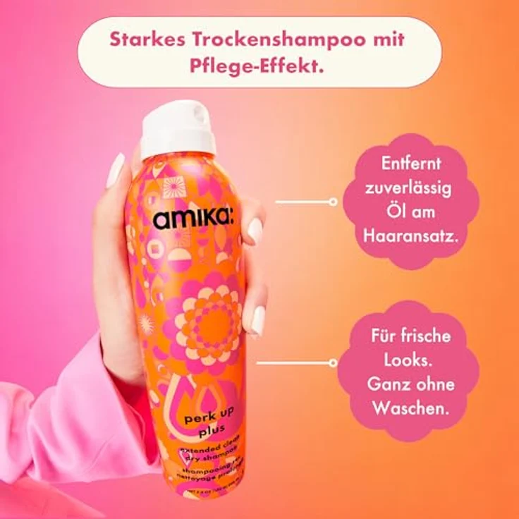 Amika Trockenshampoo Perk Up Plus Extended Clean, 67 ml - Aufbauendes Trockenshampoo für längere Frische zwischen den Haarwäschen – Bild 2