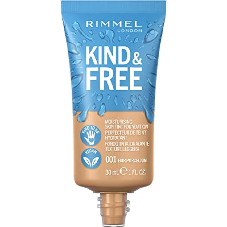 Rimmel Kind & Free, leichtes feuchtigkeitsspendendes Make-up mit veganer Formel, Farbton 001 Fair Porcelain, 30 ml – Bild 1