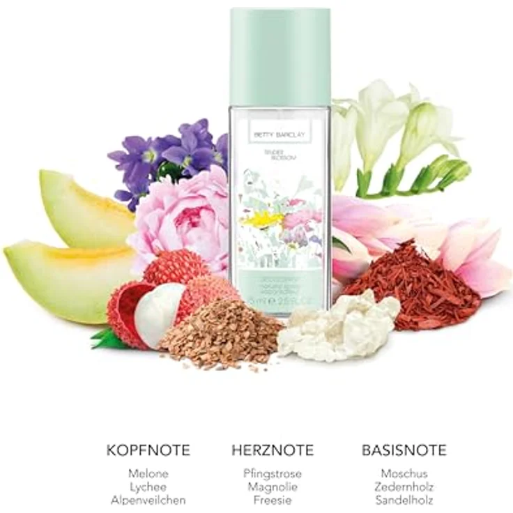 Betty Barclay Tender Blossom Deodorant Spray, 75ml mit sinnlichem Duft nach Melone, Lychee und Alpenveilchen – Bild 2