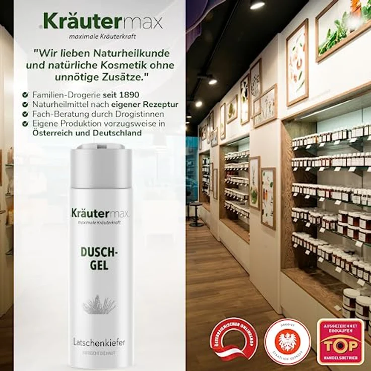 Kräutermax Latschenkiefer Duschgel mit Latschenkieferöl Duft 1x 250 ml – Bild 5