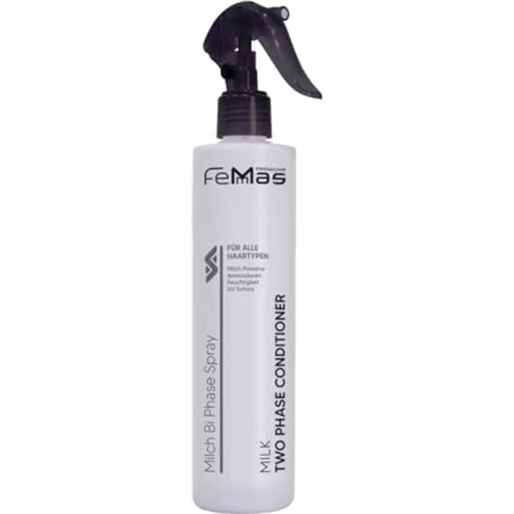 FemMas Bi-Phase Spray Milk Sofortpflege 320ml, Leave-in Conditioner mit Milchproteinen für Glanz, Geschmeidigkeit und Haarausfallprophylaxe – Bild 1