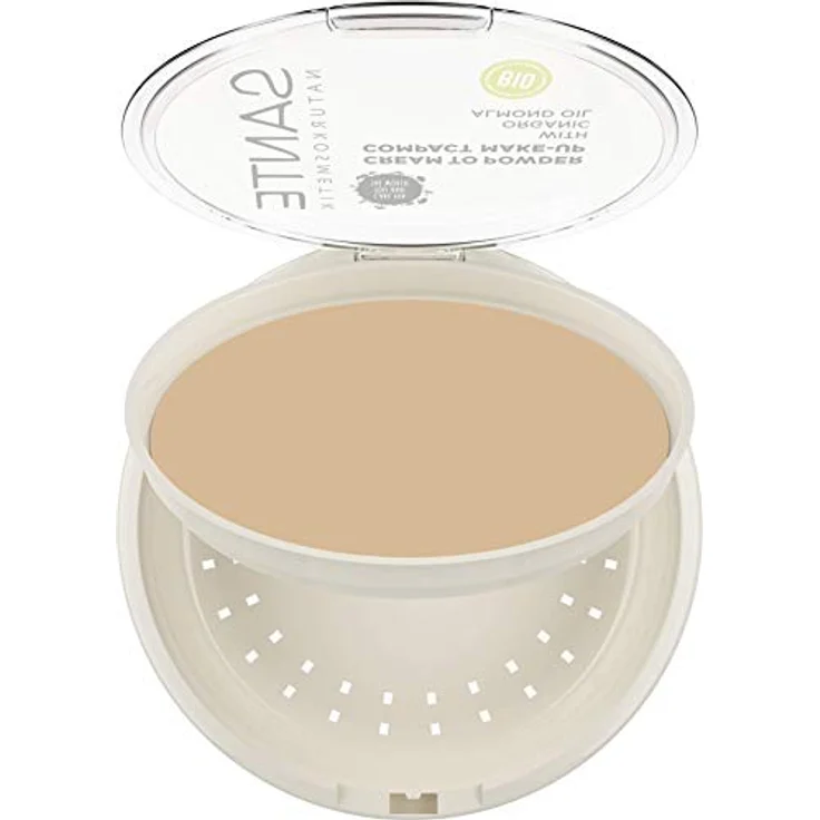 SANTE Naturkosmetik Natural Compact Powder 01 Cool Ivory, mattiert und fixiert langanhaltend, natürlicher Glow, mit Bio-Hanfsamenöl, Vegan, 9g – Bild 3
