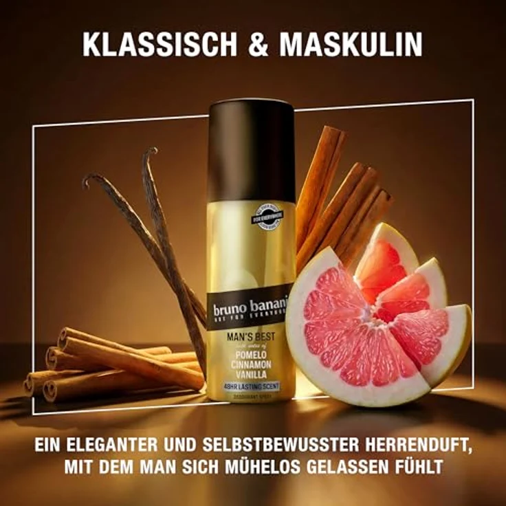 bruno banani bb Man's Best Deo-Bodyspray für Herren, 48h holziger Amberduft, vegane Formel, 150 ml – Bild 3