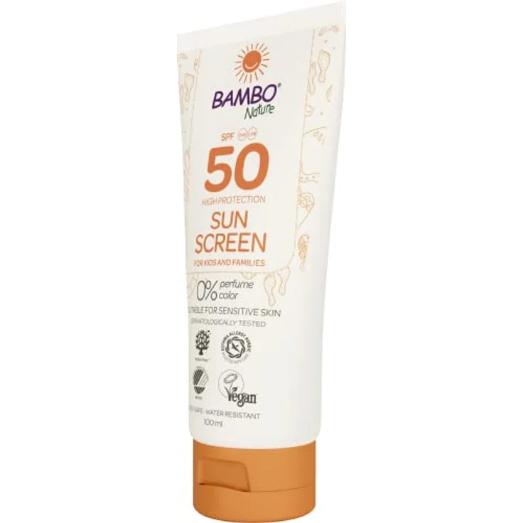 Bambo Nature Sonnencreme, 100 ml, Faktor 50 Kinder-Sonnencreme, wasserabweisend, LSF 50, farbstoff- und parfümfrei – Bild 4