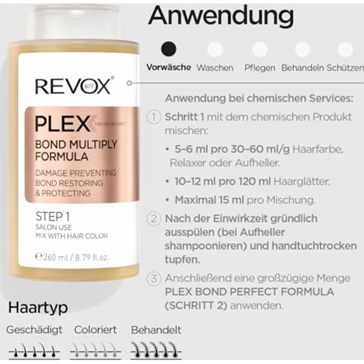 Revox Haarmaske PLEX Bond Multiply Formula Step 1, 260ml - Haarkur zur Haarrekonstruktion und Stärkung – Bild 5