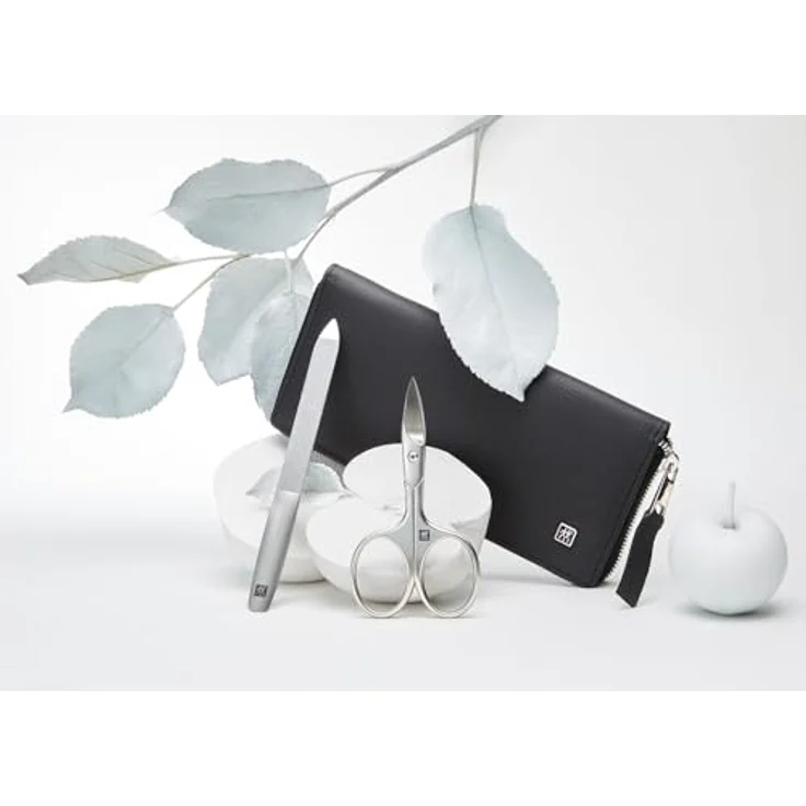 ZWILLING Maniküre Pediküre Set 5tlg., Nagelschere & Nagelfeile, veganes Apfelleder-Etui in schwarz, rostfreier Edelstahl, ergonomische Handhabung – Bild 2