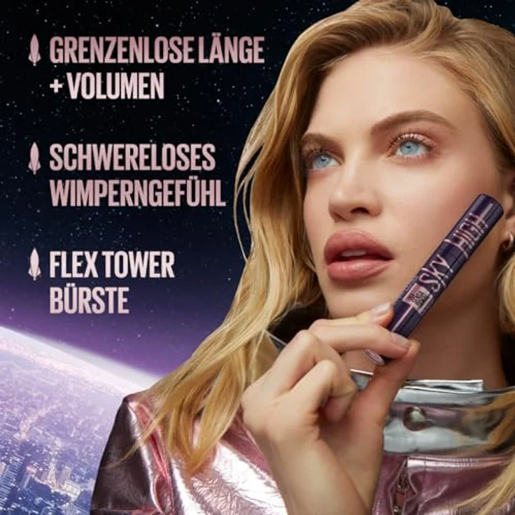 Maybelline New York Lash Sensational Plum Twilight, dunkelviolette Mascara für Extreme Länge & volles Volumen, Intensiver Look, Sky High, 7 ml – Bild 2