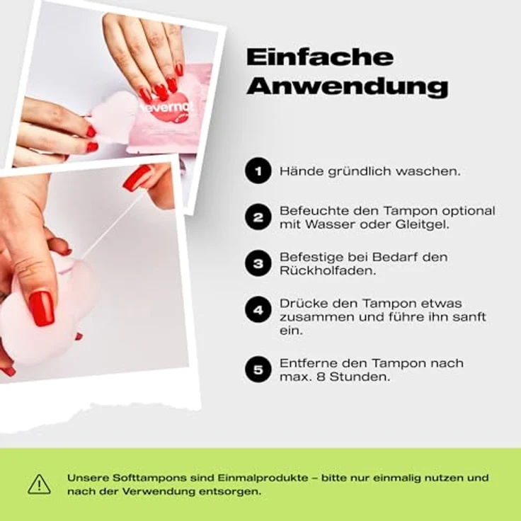 nevernot Soft-Tampons, vakuum-verpackte Tampons im 10er-Pack, 100 % Funktion mit optionalem Faden, schadstofffreier Schaumstoff, OEKOTEX® Standard 100 – Bild 7