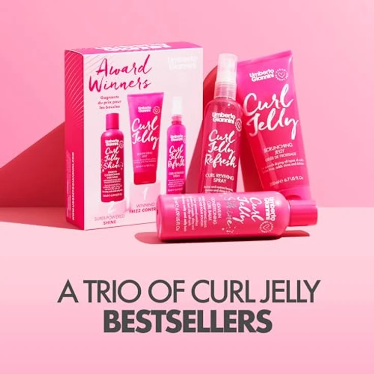 Umberto Giannini Award Winners Curl Styling Set, 3 Teiliges Haarpflege-Set mit 150 ml Curl Jelly Shine, 200 ml Scrunching Jelly und 150 ml Jelly Refresh, vegan und tierversuchsfrei – Bild 4
