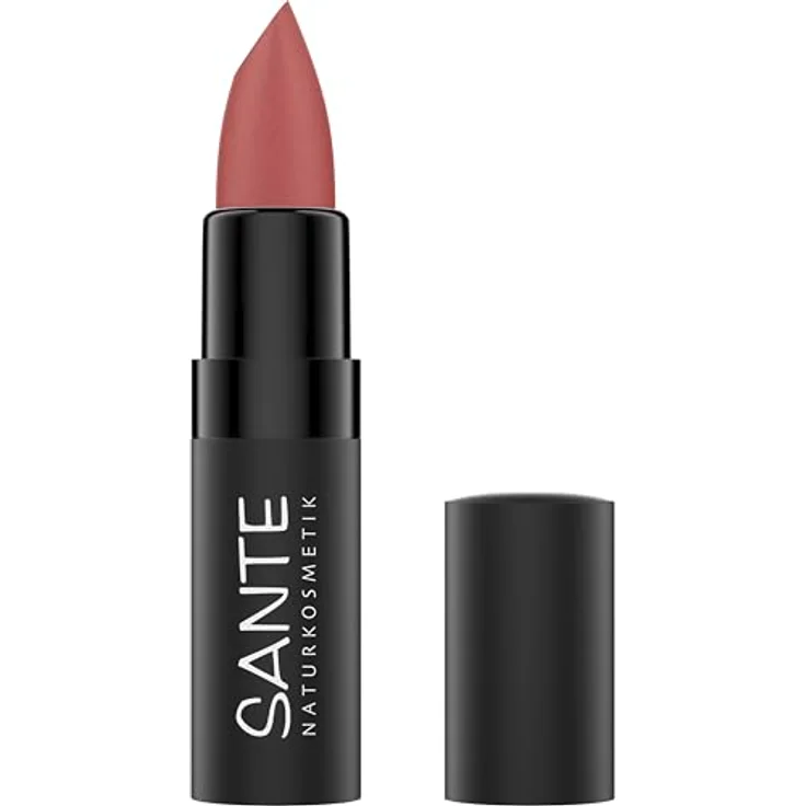 SANTE Naturkosmetik Ultra Matt Lipstick 03 Sunset Rose, pudrig-matter Lippenstift mit Squalan und Hyaluron, vegan, 4,55g – Bild 1