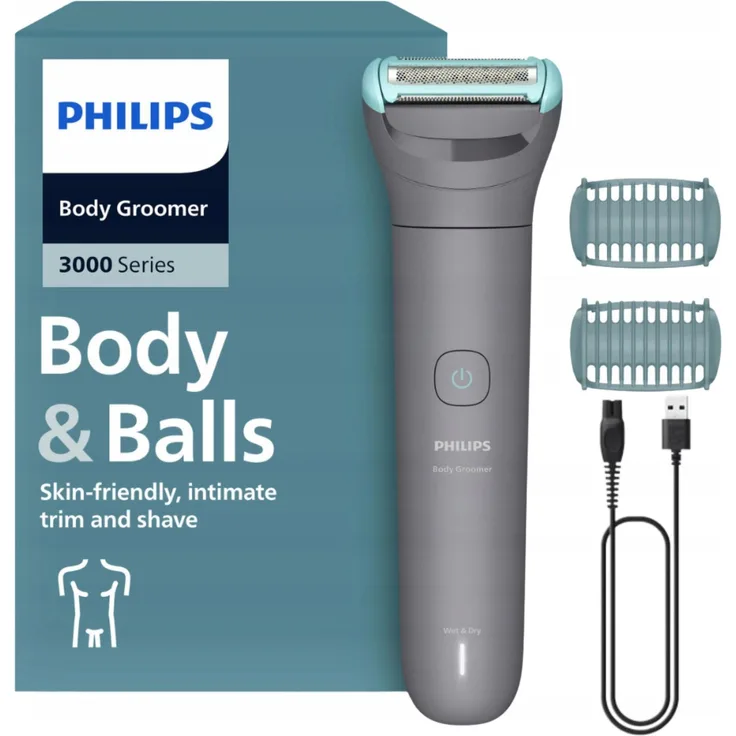 Philips Bodygroom BG3480/15, Herren Epilierer mit Triple Protect-Rasiersystem, wasserdicht, 80 Minuten Akku-Laufzeit