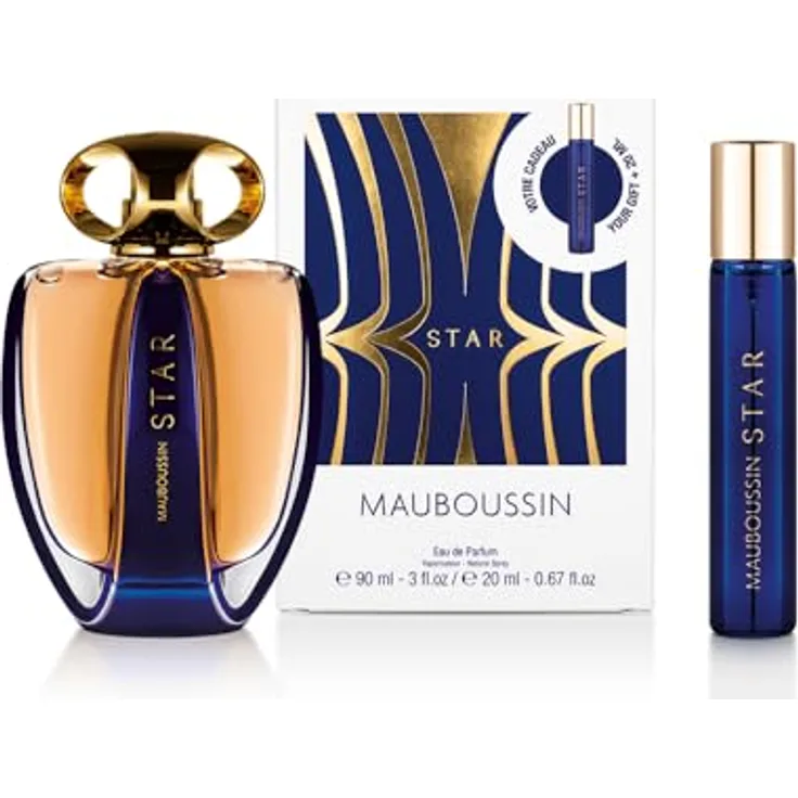 Mauboussin Star Reiseset, Eau de Parfum 90 ml und Reisespray 20 ml, sinnlicher Damen-Duft mit Holz- und Bernsteinnoten