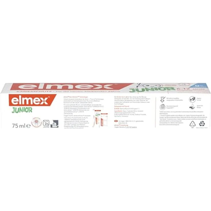 elmex Zahnpasta Junior 6-12 Jahre, medizinische Zahnreinigung mit 1400 ppm Fluorid, 4x75ml – effektiver Kariesschutz für bleibende Zähne – Bild 4