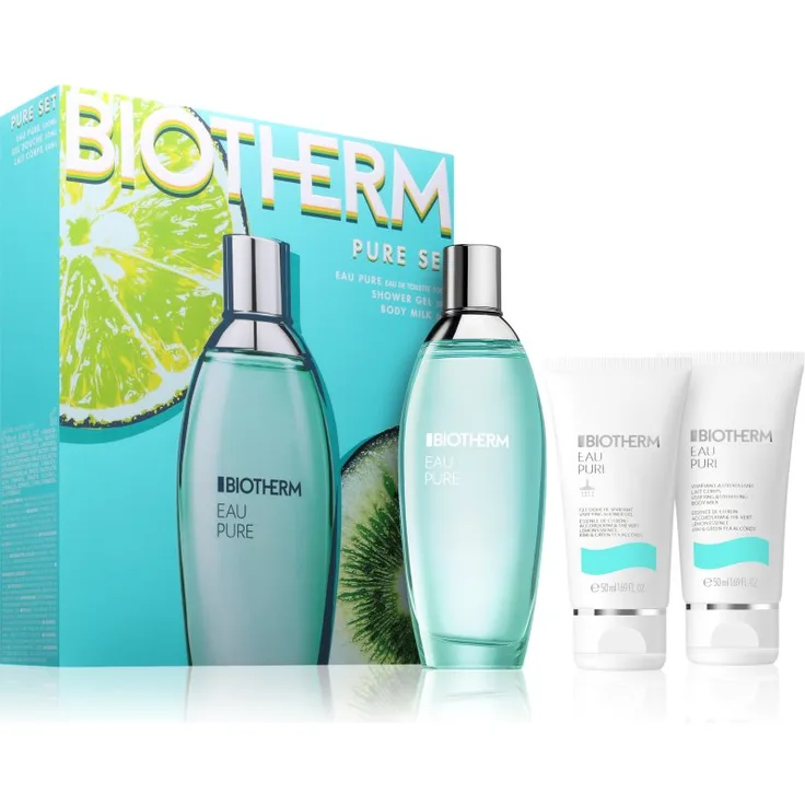 Biotherm Eau Pure Geschenkset für Damen, Düfte Set mit Eau de Toilette 100 ml, Bodylotion 50 ml und Duschgel 50 ml, fruchtiger Duft