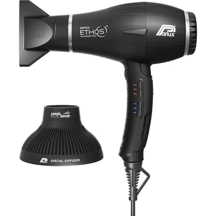 Parlux Ethos Haartrockner, schwarz mit Magic Sense Diffusor, 2300 Watt, 9 Einstellungen – Bild 1
