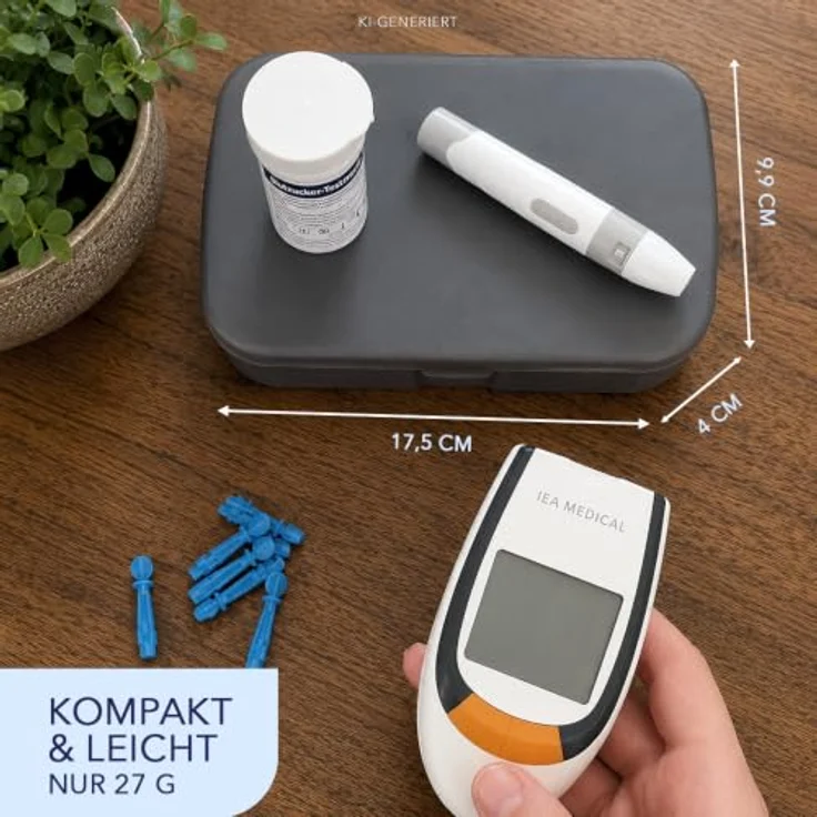 IEA Medical Blutzuckermessgerät AC-309, Komplettset inkl. 50 Teststreifen, 50 Lanzetten und Etui für einfache Selbstkontrolle zuhause – Bild 6