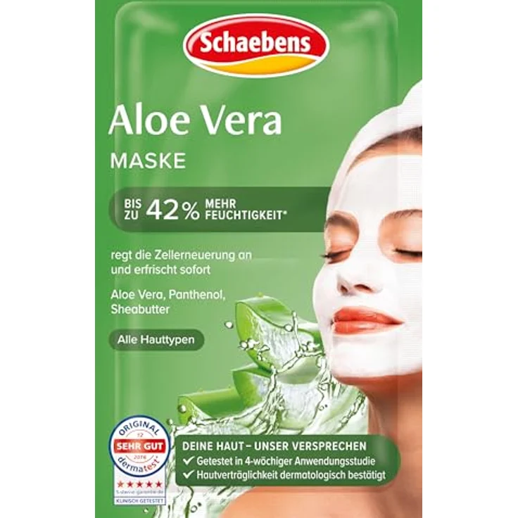Schaebens Aloe Vera Maske, 10er Pack (10x 10 ml), erhöht Hautfeuchtigkeit, dermatologisch sehr gut verträglich, 0% Mikroplastik, klimaneutral und plastikneutral – Bild 2