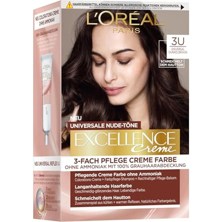 L'Oréal Paris Excellence Crème Nudes 3U - Dunkelbraun Haarfarbe 1 Stk – Bild 1