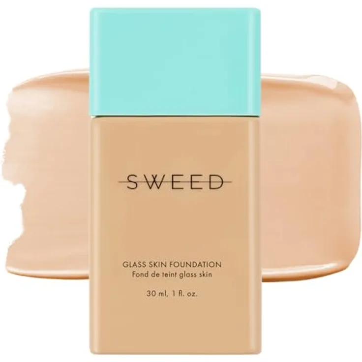 Sweed Glass Skin Foundation, 30 ml, mittlere Deckkraft, für alle Hauttypen, vegan, mit Algen und Meerwasser