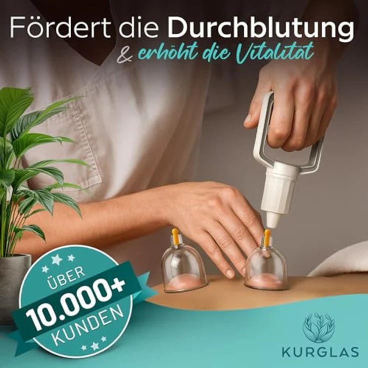 KURGLAS Massagegerät Schröpfgläser aus Kunststoff [14 Teilig], 14 Stück 14-tlg., Schröpfglas mit Vakuumpumpe & Faszienschaber, Schröpfset mit e-Book - Gegen Verspannungen & Cellulite, KURGLAS Massagegerät in 14-teiliger Ausführung – Bild 7