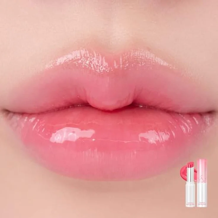 rom&nd Glasting Melting Balm (02 LOVEY PINK), veganer Lippenbalsam mit wässriger Formel für langanhaltende Hydratation und transparenten Glanz – Bild 2