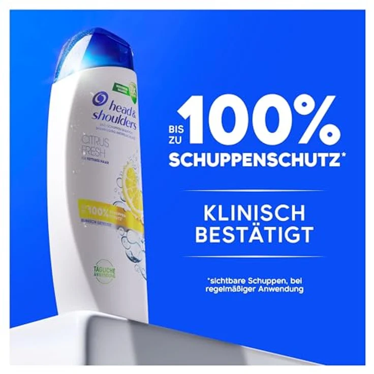 Head & Shoulders Citrus Fresh, Anti-Schuppen Shampoo für fettiges Haar, 500ml, 100% schuppenfrei, langanhaltender Citrusduft – Bild 2