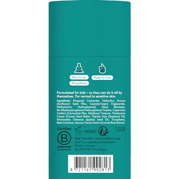 Naïf Kids Sun Stick SPF50, Sonnenschutz für Gesicht, Nase, Ohren und Lippen, wasserresistent, 15g – Bild 2