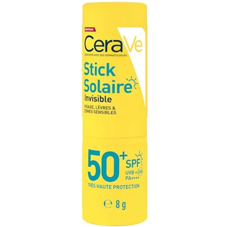 CeraVe Invisible Sun Stick LSF 50+, Sehr hoher UVA- und UVB-Schutz, 8 g, schweißresistent und rückstandsfrei – Bild 1