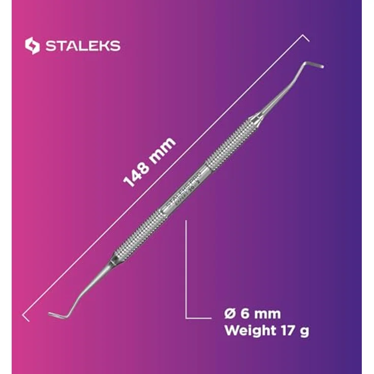 STALEKS Nagelhautschieber STALEKS Pusher für Pediküre Expert 20 Type 2, Handgeschliffen mit Diamantscheiben, rostfreier Edelstahl – Bild 8