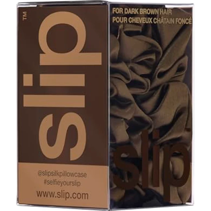 SLIP Slip Silk Back to Basics 3-teiliges Haargummi-Set - 100% Maulbeerseide, Haarschonend, Dunkelbraun – Bild 4