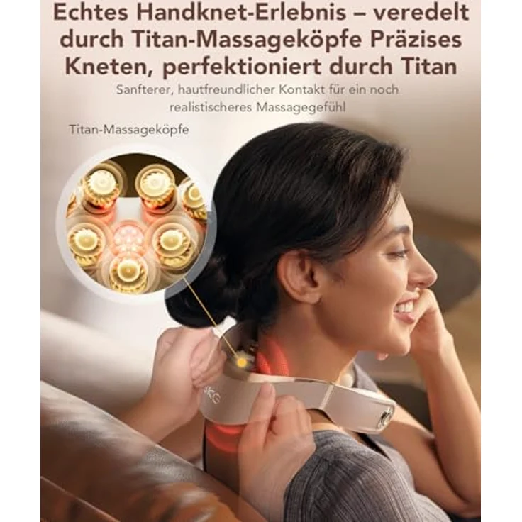 SKG G7 Pro Fold, Faltbares Nacken- und Schultermassagegerät mit Wärme, Kabellos und Tragbar, 11 Massageprogramme, Gold – Bild 2